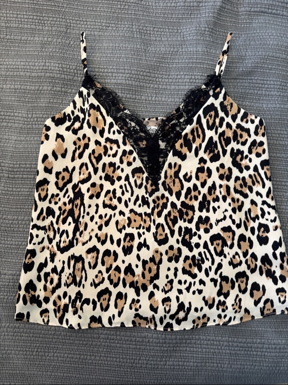 Socialite Leopard Print Lace Cami - Beige/Black